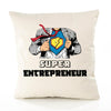Housse de Coussin Premium Super Entrepreneur - Coton Canvas Fairtrade Beige Idée Cadeau Décoration Canapé