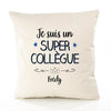 Housse de Coussin Premium Frédy Un Super Collègue - Coton Canvas Fairtrade Beige Idée Cadeau Décoration Canapé