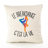 Housse de Coussin Premium Breakdance - Coton Canvas Fairtrade Beige Idée Cadeau Décoration Canapé