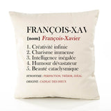 Housse de Coussin Premium François-Xavier Définition - Coton Canvas Fairtrade Beige Idée Cadeau Décoration Canapé