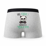 Caleçon Colette Pas Touche Panda - Humour Boxer Gris Idée Cadeau