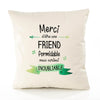 Housse de Coussin Premium Merci Friend Inoubliable Femme - Coton Canvas Fairtrade Beige Idée Cadeau Décoration Canapé
