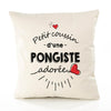 Housse de Coussin Premium Pongiste d'amour - Coton Canvas Fairtrade Beige Idée Cadeau Décoration Canapé 40x40