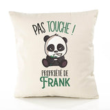 Housse de Coussin Premium Frank Pas Touche Panda - Coton Canvas Fairtrade Beige Idée Cadeau Décoration Canapé 40x40