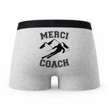 Caleçon Merci Ski - Humour Boxer Gris Passion Sport Idée Cadeau