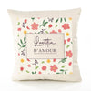 Housse de Coussin Femme Laetitia d'amour Motif Floral déco Salon canapé Chambre Cadeau Femme Anniversaire noël Coussin décoratif Motif Floral
