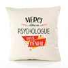 Housse de Coussin Premium Merci Psychologue Génial - Coton Canvas Fairtrade Beige Idée Cadeau Décoration Canapé