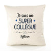 Housse de Coussin Premium Kyllian Un Super Collègue - Coton Canvas Fairtrade Beige Idée Cadeau Décoration Canapé 40x40