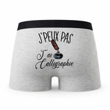 Caleçon Calligraphie - Humour Boxer Gris Idée Cadeau Passion