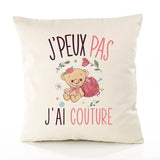 Housse de Coussin Premium Couture Version Blanc - Coton Canvas Fairtrade Beige Idée Cadeau Décoration Canapé