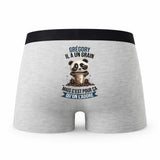 Caleçon Gregory Panda Grain - Humour Boxer Gris Idée Cadeau