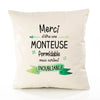 Housse de Coussin Premium Merci Monteuse Inoubliable Femme - Coton Canvas Fairtrade Beige Idée Cadeau Décoration Canapé