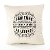 Housse de Coussin Premium Fabienne Déesse légende Noire - Coton Canvas Fairtrade Beige Idée Cadeau Décoration Canapé