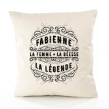 Housse de Coussin Premium Fabienne Déesse légende Noire - Coton Canvas Fairtrade Beige Idée Cadeau Décoration Canapé