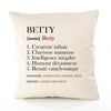 Housse de Coussin Premium Betty Définition - Coton Canvas Fairtrade Beige Idée Cadeau Décoration Canapé