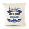 Housse de Coussin Premium Je ne suis Pas superhomme mais Je suis Huissier Donc C'est Presque pareil - Coton Canvas Fairtrade Beige Idée Cadeau Décoration Canapé 40x40