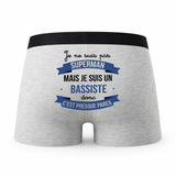 Caleçon Je ne suis Pas Super-héros mais Je suis Bassiste - Humour Boxer Gris Cadeau