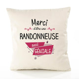 Housse de Coussin Premium Merci Randonneuse Géniale - Coton Canvas Fairtrade Beige Idée Cadeau Décoration Canapé