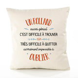 Housse de Coussin Premium Un Rolland Aussi génial - Coton Canvas Fairtrade Beige Idée Cadeau Décoration Canapé