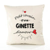 Housse de Coussin Premium Ginette d'amour - Coton Canvas Fairtrade Beige Idée Cadeau Décoration Canapé 40x40