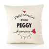 Housse de Coussin Premium Peggy d'amour - Coton Canvas Fairtrade Beige Idée Cadeau Décoration Canapé 40x40