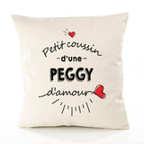 Housse de Coussin Premium Peggy d'amour - Coton Canvas Fairtrade Beige Idée Cadeau Décoration Canapé 40x40