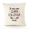 Housse de Coussin Premium Wendy Une Super Collègue - Coton Canvas Fairtrade Beige Idée Cadeau Décoration Canapé