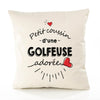 Housse de Coussin Premium Golfeuse d'amour - Coton Canvas Fairtrade Beige Idée Cadeau Décoration Canapé 40x40