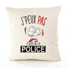 Housse de Coussin Premium Police Version Blanc - Coton Canvas Fairtrade Beige Idée Cadeau Décoration Canapé