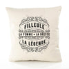 Housse de Coussin Premium Filleule La Déesse Légende Déesse légende Noire - Coton Canvas Fairtrade Beige Idée Cadeau Décoration Canapé