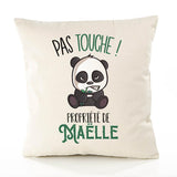 Housse de Coussin Premium Maelle Pas Touche Panda - Coton Canvas Fairtrade Beige Idée Cadeau Décoration Canapé 40x40