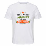 Maillot de Sport Homme Meilleur Jardinier Super Pouvoir Cadeau Anniversaire Noël Fête des Pères T-Shirt Respirant Polyester