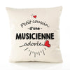 Housse de Coussin Premium Musicienne d'amour - Coton Canvas Fairtrade Beige Idée Cadeau Décoration Canapé 40x40