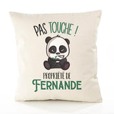 Housse de Coussin Premium Fernande Pas Touche Panda - Coton Canvas Fairtrade Beige Idée Cadeau Décoration Canapé 40x40
