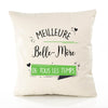 Housse de Coussin Premium Belle-Mère Meilleure Temps Femme - Coton Canvas Fairtrade Beige Idée Cadeau Décoration Canapé