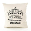 Housse de Coussin Premium Enseignant Ministère Magie Homme - Coton Canvas Fairtrade Beige Idée Cadeau Décoration Canapé