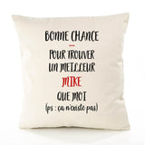 Housse de Coussin Premium Mike ça n'existe Pas Homme - Coton Canvas Fairtrade Beige Idée Cadeau Décoration Canapé