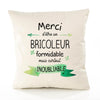 Housse de Coussin Premium Merci Bricoleur Inoubliable - Coton Canvas Fairtrade Beige Idée Cadeau Décoration Canapé