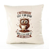 Housse de Coussin Premium L'Intérimaire Chouette Grain - Coton Canvas Fairtrade Beige Idée Cadeau Décoration Canapé 40x40