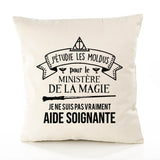Housse de Coussin Premium Aide Soignante Grand cru - Coton Canvas Fairtrade Beige Idée Cadeau Décoration Canapé