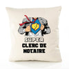 Housse de Coussin Premium Super Clerc DE NOTAIRE - Coton Canvas Fairtrade Beige Idée Cadeau Décoration Canapé