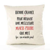 Housse de Coussin Premium Marie-Pierre ça n'existe Pas - Coton Canvas Fairtrade Beige Idée Cadeau Décoration Canapé