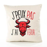 Housse de Coussin Premium Feria j'peux Pas Version Blanc - Coton Canvas Fairtrade Beige Idée Cadeau Décoration Canapé