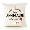Housse de Coussin Premium Anne-Laure d'amour - Coton Canvas Fairtrade Beige Idée Cadeau Décoration Canapé 40x40