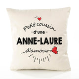 Housse de Coussin Premium Anne-Laure d'amour - Coton Canvas Fairtrade Beige Idée Cadeau Décoration Canapé 40x40