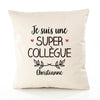 Housse de Coussin Premium Christianne Une Super Collègue - Coton Canvas Fairtrade Beige Idée Cadeau Décoration Canapé