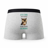 Caleçon Cette Cadre Caractère de Cochon - Humour Boxer Gris Idée Cadeau