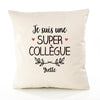 Housse de Coussin Premium Yvette Une Super Collègue - Coton Canvas Fairtrade Beige Idée Cadeau Décoration Canapé