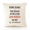 Housse de Coussin Premium Jean-Charles ça n'existe Pas Homme - Coton Canvas Fairtrade Beige Idée Cadeau Décoration Canapé 40x40