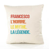 Housse de Coussin Premium Francesco Mythe Légende Vintage - Coton Canvas Fairtrade Beige Idée Cadeau Décoration Canapé